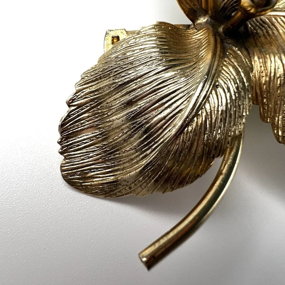 Hobe Gold Tone Flower Hair Clip French Barrette MCM Vintage RARE Please Read